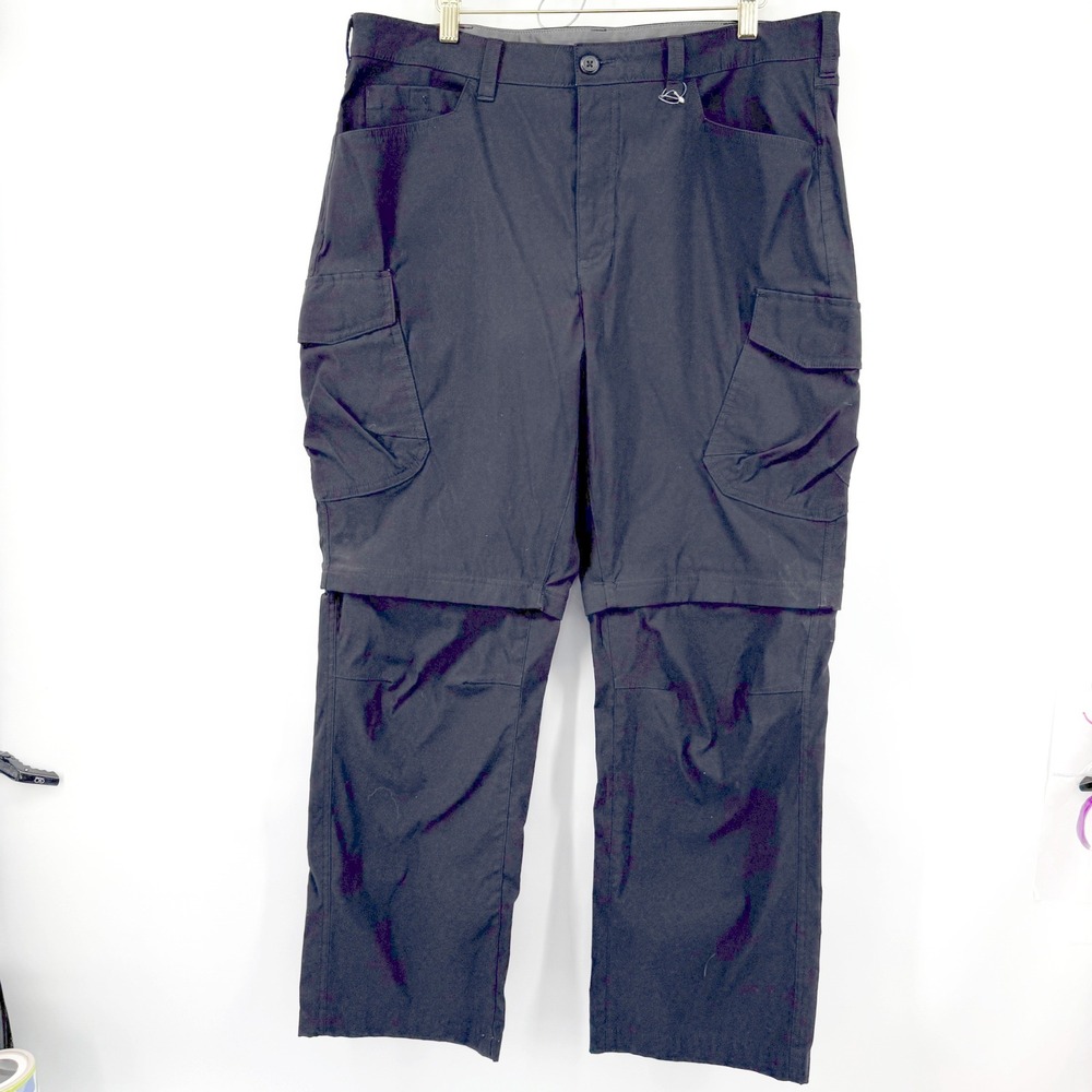 Eddie Bauer Cargo Convertible Pants Mens 36x30 Zip Off Legs Black Outdoor Hiking